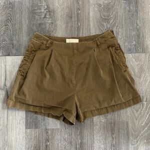 Anthropologie Kelyn Pleated City Shorts in Moss Green Brown - Size: 8